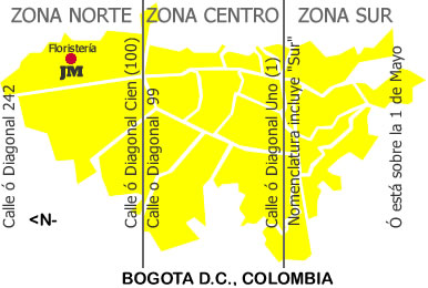 Zonas de Envío de Flores a Bogotá, desde la Floristería JM Zonas de Envio de Flores a Bogota