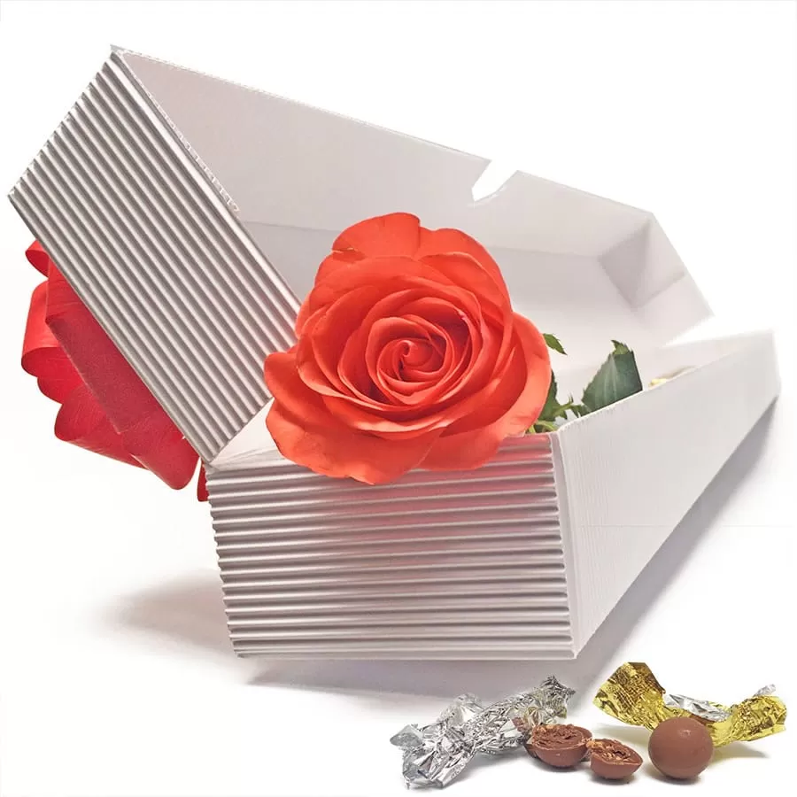 Caja de Regalo con Una Rosa Premium y Caja de Chocolates para Enviar a  Bogota